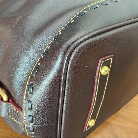 Dooney & Bourke Brown T’Moro Florentine drawstring bucket bag with whipstitch - Picture 6 of 16